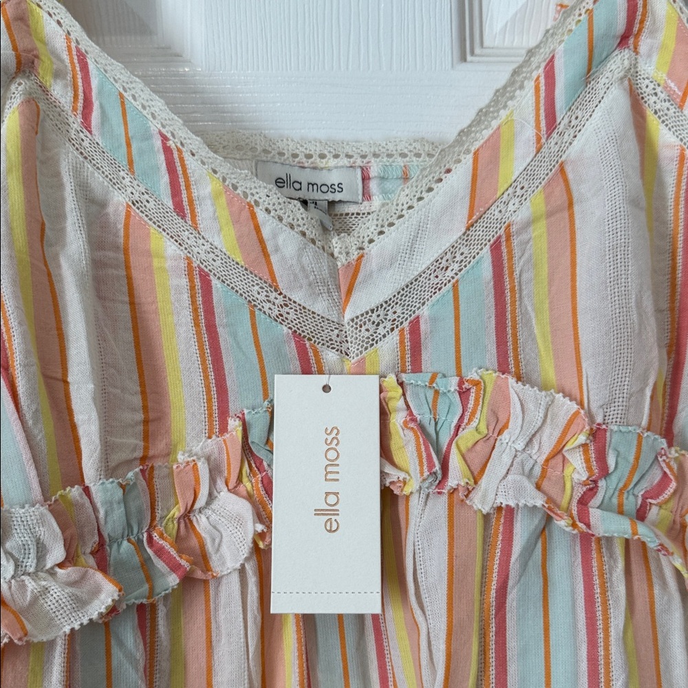 Ella Moss Multicolor Striped Ruffle Tank - Picture 2 of 8